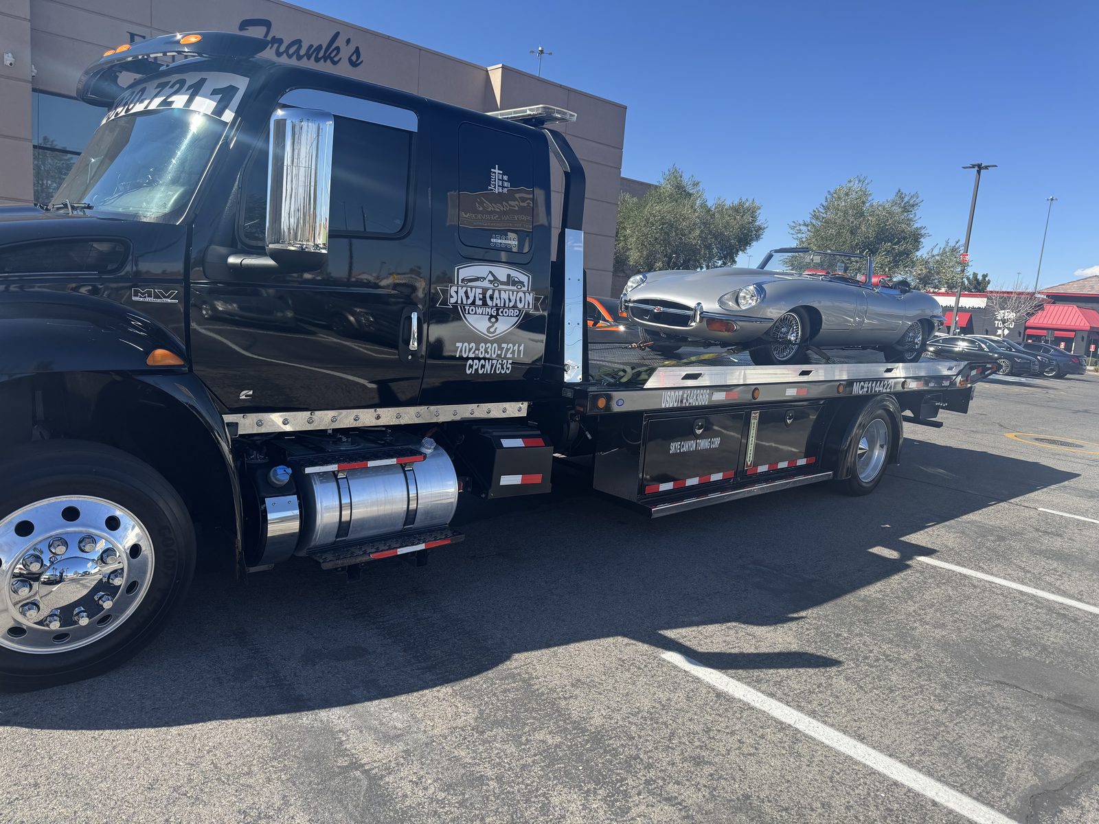 Classic Jaguar E-Type on a flatbed