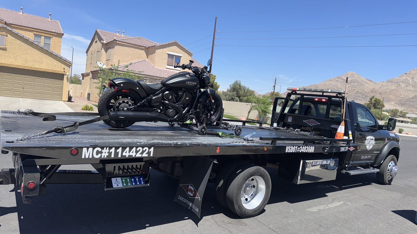 Harley-Davidson motorcycle flatbed tow